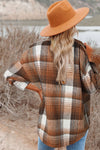 Brown Plaid Flap Pocket Shacket