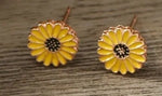 Asstd Enamel Sunflower, Maple Leaf & Pumpkin Stud Earrings