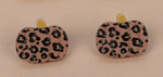 Asstd Color Pumpkin & Leopard Print stud earrings