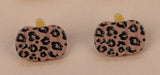 Asstd Color Pumpkin & Leopard Print stud earrings