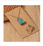 Turquoise Stone Cactus Cowboy Necklace