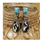 Droplet Shape Flocking Cow Pattern Earring