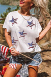 White Sequined American Flag Shirt