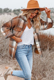 Brown Plaid Flap Pocket Shacket