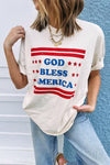 White God Bless America Star & Stripe Graphic Tee