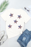 White Sequined American Flag Shirt