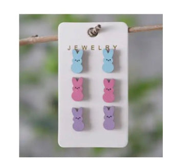 Rabbit Design Wooden Stud Earring