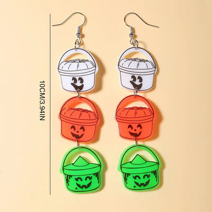 Vintage Pumpkin Bucket Dangle Earrings