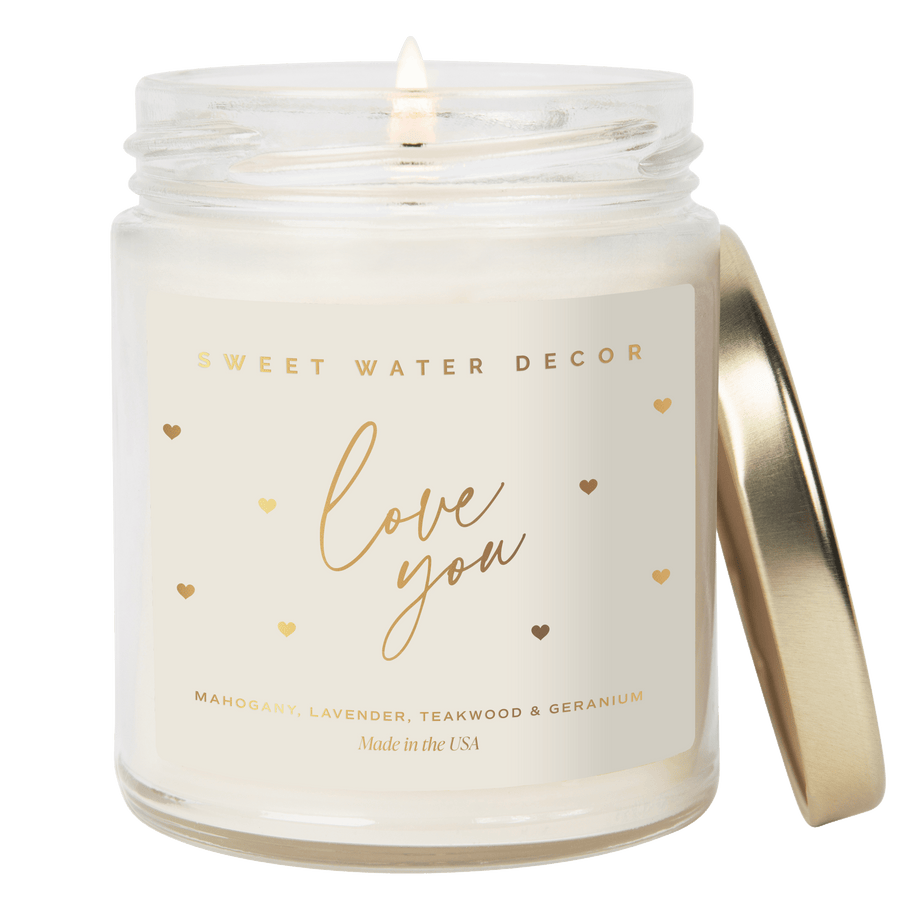 Love You Soy Candle Patterned Clear Jar - 9 oz