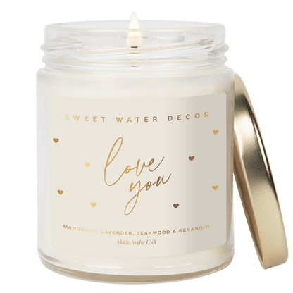 Love You Soy Candle Patterned Clear Jar - 9 oz