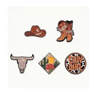 Western Denim Metal Badge Pin