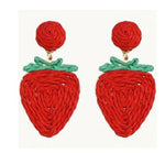 Handmade Raffia Strawberry Earrings