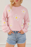 Pink Daisy Crew Neck Sweater