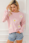 Pink Daisy Crew Neck Sweater