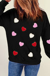 Black heart shaped crew neck