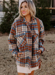 Cinnamon Plaid Turn Down Collar Shacket