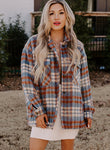 Cinnamon Plaid Turn Down Collar Shacket