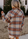 Cinnamon Plaid Turn Down Collar Shacket