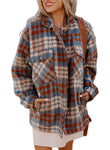 Cinnamon Plaid Turn Down Collar Shacket