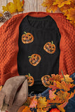 Black Sequin Pumpkin Face Halloween shirt