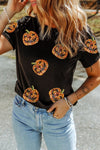 Black Sequin Pumpkin Face Halloween shirt