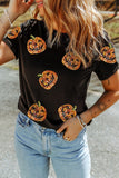 Black Sequin Pumpkin Face Halloween shirt