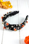 Black Pearl Rhinestone Knotted Spiderweb headband