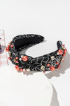 Black Pearl Rhinestone Knotted Spiderweb headband