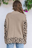 Khaki Leopard Oversized Sweater with side slit