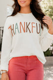 White Thankful Embroidered Sweatshirt