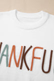 White Thankful Embroidered Sweatshirt