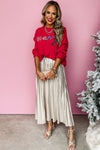 Fiery Red Tinsel Merry Drop Shoulder Sweater