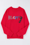 Fiery Red Tinsel Merry Drop Shoulder Sweater