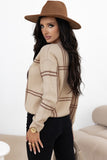 Khaki Plaid Knitted Drop Shoulder Sweater