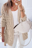 Jet Stream Cable Knit Side Pockets Baggy Cardigan