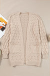 Jet Stream Cable Knit Side Pockets Baggy Cardigan