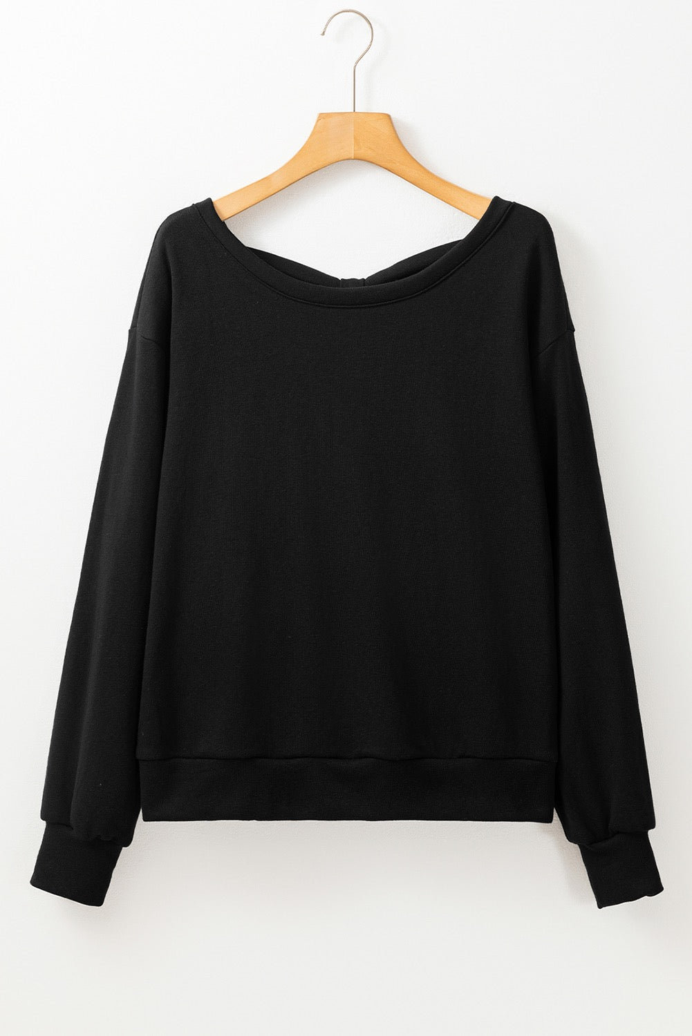 Black Bowknot Round Neck Sweatshirt