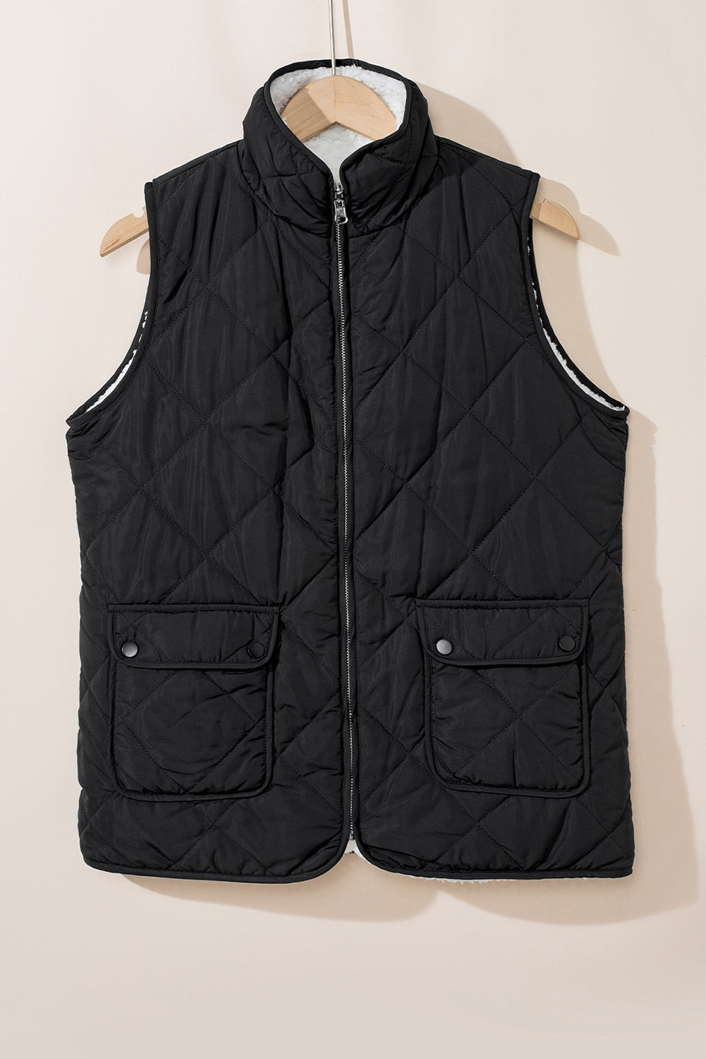 Reversible Fleece Lined Quilted Vest Coat