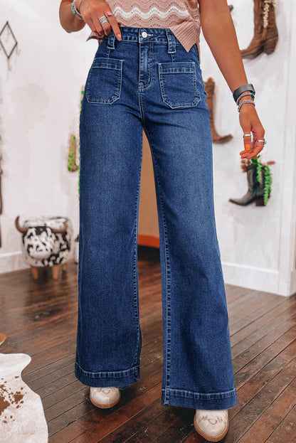 Sail Blue Wide Leg High Waist Jeans