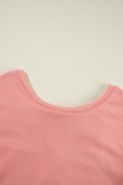 Pink Bowknot Round Neck Sweatshirt