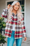 Red Geometric Plaid Shacket