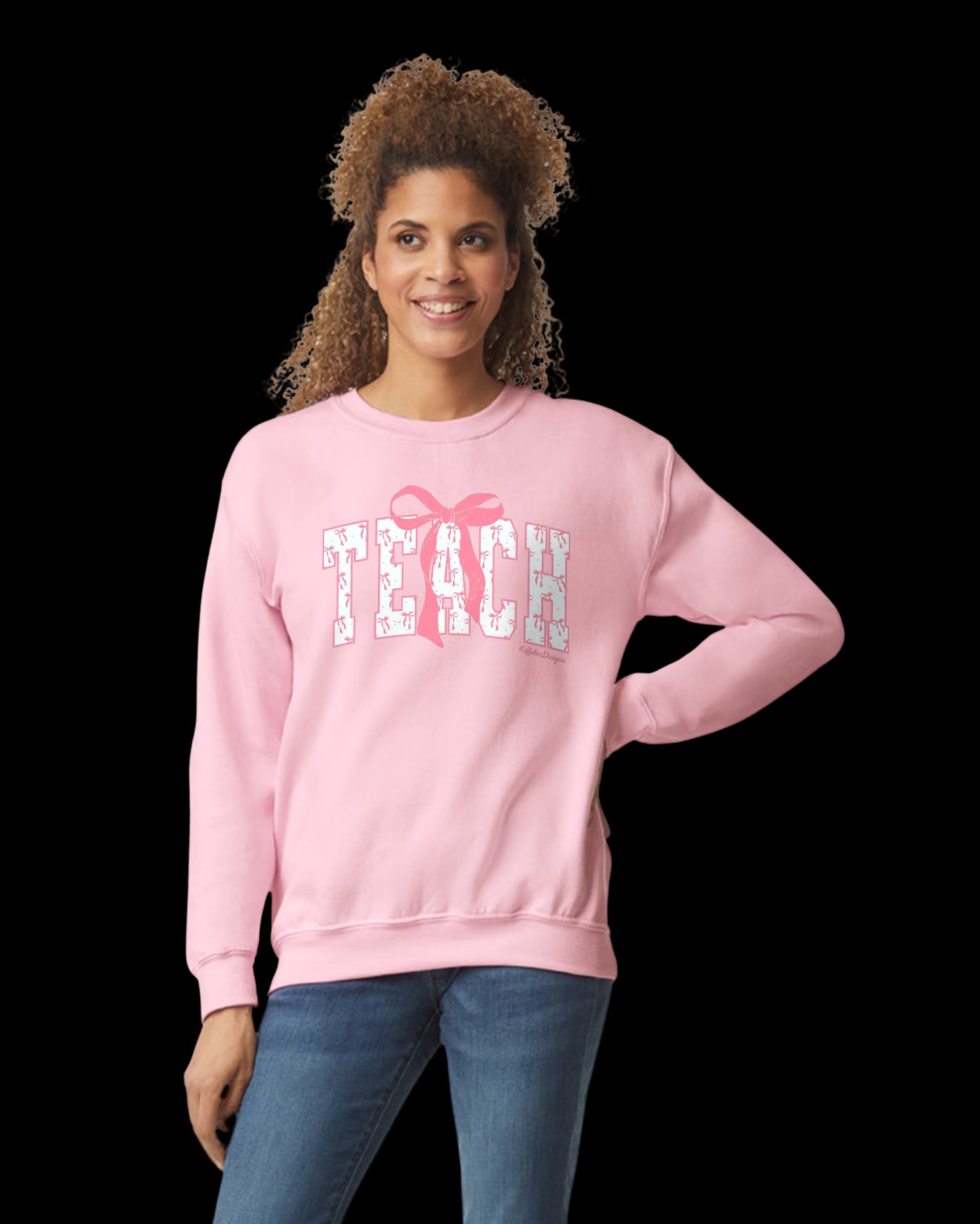 Teach Bow Light Pink Sweatshirt