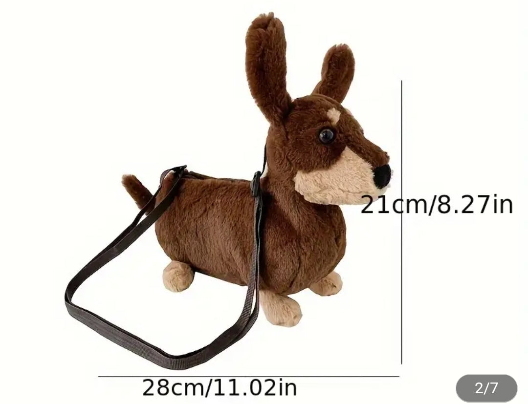 Plush Dachshund Dog Shoulder Bag