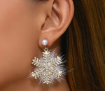 Snowflake Rhinestone & Pearl dangle earrings