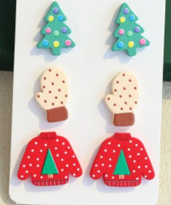 Asstd Cartoon Style Christmas Stud earrings