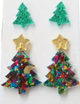 Asstd Bling Christmas Tree Earrings