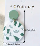 Christmas Tree Print Round Drop Earrings