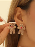 Rhinestone Gingerbread Stud Earrings