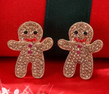 Rhinestone Gingerbread Stud Earrings