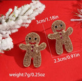 Rhinestone Gingerbread Stud Earrings